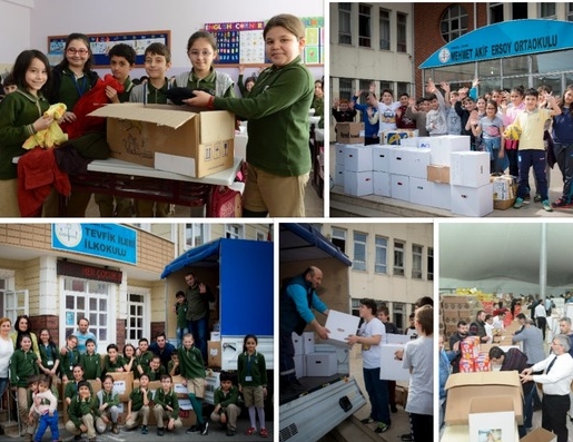 Pendik'teki okullarda yardım heyecanı
