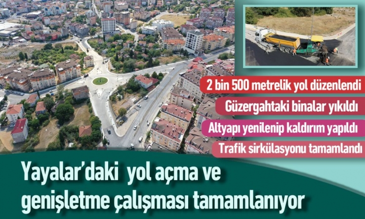 Yayalar'daki yol açma ve genişletme çalışması tamamlanıyor
