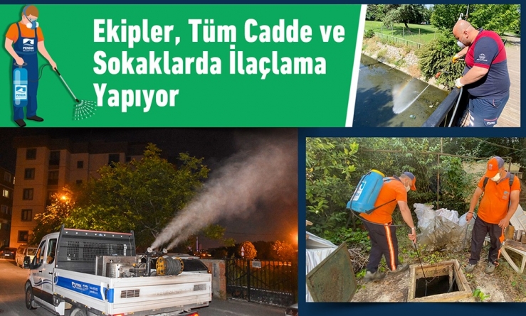 Ekipler, Tüm Cadde ve Sokaklarda İlaçlama Yapıyor